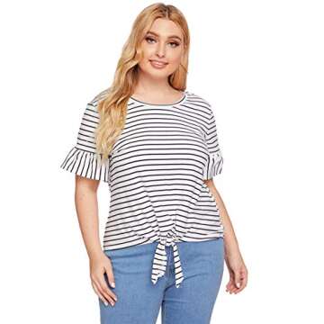 Romwe Women's Tie Front Knot Tee in White – XL Style