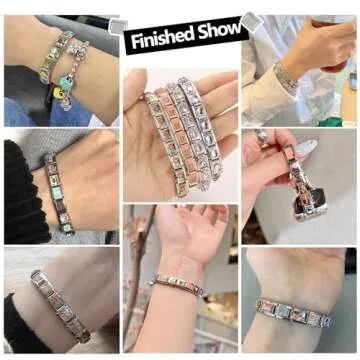 ITingstere Italian Charms Bracelet Sets with 1Pcs Starter Brascelet,10Pcs Charms and Opening Tools,9mm Italian Modular Charm Bracelet Link Handmade DIY Module Jewelry Gifts