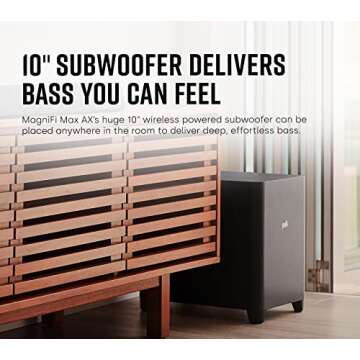 Polk MagniFi Max AX 5.1.2 Channel Sound Bar with 10" Wireless Subwoofer, Dolby Atmos and DTS:X Certified, Polk's Patented VoiceAdjust & SDA Technologies, Easy Setup, Black