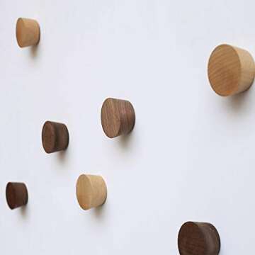 myKimono 3 Piece Natural 3 PCS, Natural Wooden Coat Hooks, Wall Mount Single Hat Bag Hooks, Decorative Cone Hooks (Black walunt)