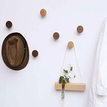 myKimono 3 Piece Natural 3 PCS, Natural Wooden Coat Hooks, Wall Mount Single Hat Bag Hooks, Decorative Cone Hooks (Black walunt)