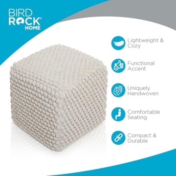 BirdRock Home Buds Pouf Ottoman - Stylish Cotton Footstool