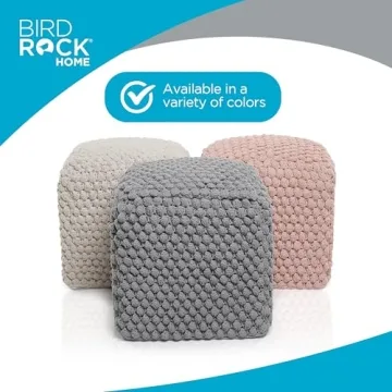 BirdRock Home Buds Pouf Ottoman - Stylish Cotton Footstool