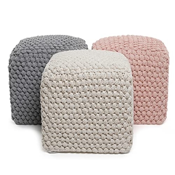 BirdRock Home Buds Pouf Ottoman - Stylish Cotton Footstool