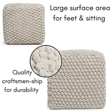 BirdRock Home Buds Pouf Ottoman - Stylish Cotton Footstool