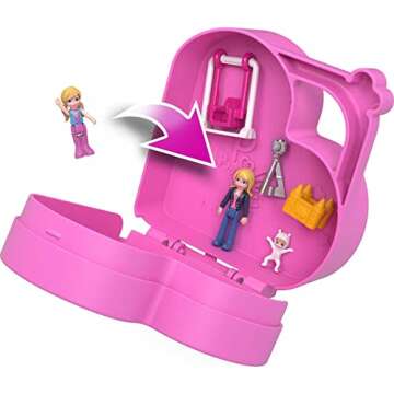 Polly Pocket Polly & Friends Pack, Family Picnic Theme, Heart-Shaped Case, Scenic Backdrop, 4 Micro Dolls, 10 Accessories, Pop & Swap Feature, Great Gift for Ages 4 Years Old & Up