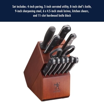 HENCKELS 12-pc Knife Set with Walnut Block & Mastery Design