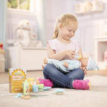 Melissa & Doug Mine to Love Mealtime Play Set for Dolls with Bottle, Pretend Baby Food Jars, Snack Pouch, More (24 pcs)