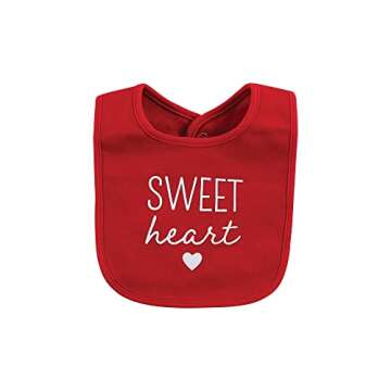 Hudson Baby Unisex Baby Cotton Bib and Headband or Caps Set, Valentine Sweetheart, One Size