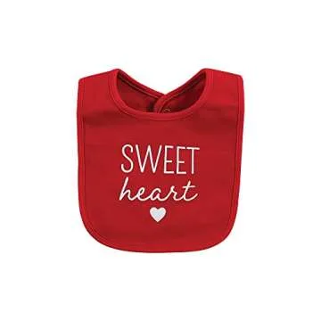 Hudson Baby Unisex Baby Cotton Bib and Headband or Caps Set, Valentine Sweetheart, One Size