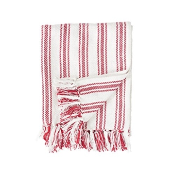 C&F Home 50" x 60" Red & White Ticking Stripe Cotton Woven Throw Blanket, Farmhouse Christmas Xmas W...