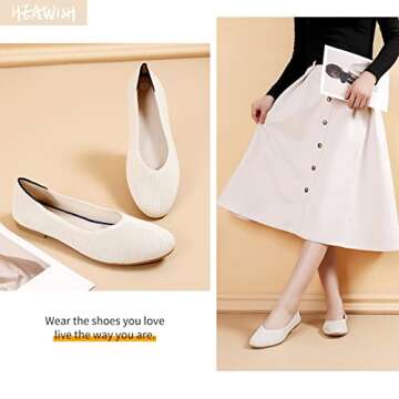 HEAWISH Women’s Beige Ballet Flats - All-day Comfort and Style