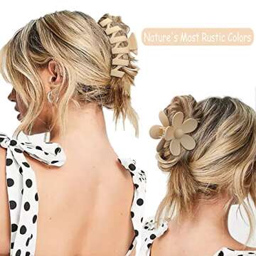 Ahoney 5 Pack Large Hair Clips for Thick Hair - Neutral Matte Claw Clips 3.4-4.3 Inch, Strong Hold N...