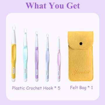Yarniss Large Ergonomic Crochet Hooks Set, Big Crochet Hooks for Chunky Yarn Size 8.0mm 10.0mm 12.0mm 15.0mm 20.0mm