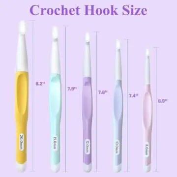 Yarniss Large Ergonomic Crochet Hooks Set, Big Crochet Hooks for Chunky Yarn Size 8.0mm 10.0mm 12.0mm 15.0mm 20.0mm