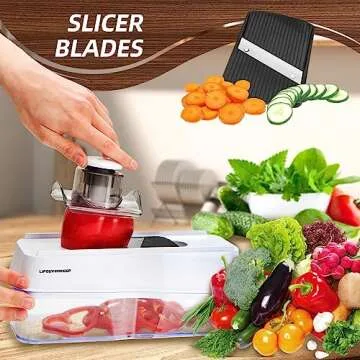 Lifeeverkeep Mandoline Slicer - Vegetable Slicer with 5 Blades, Spiralizer Veggie chopper, Food Chopper with Container, Slicer, Cutter