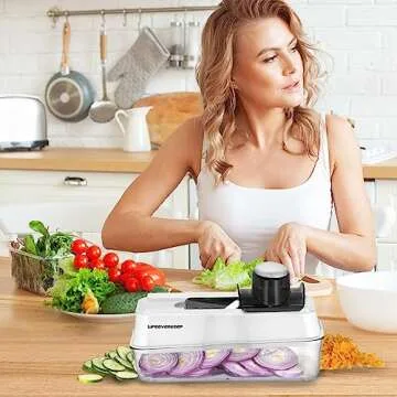 Lifeeverkeep Mandoline Slicer - Vegetable Slicer with 5 Blades, Spiralizer Veggie chopper, Food Chopper with Container, Slicer, Cutter