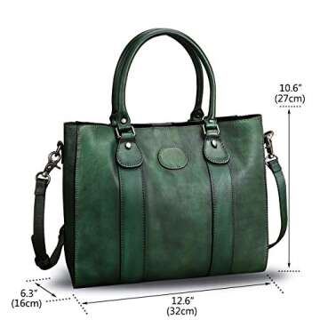 Genuine Leather Satchel Purses Handbags for Women Top Handle Shoulder Bags Lady Crossbody Tote Bags (Green)