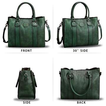 Genuine Leather Satchel Purses Handbags for Women Top Handle Shoulder Bags Lady Crossbody Tote Bags (Green)