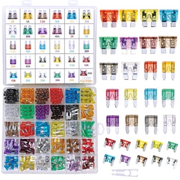 340 Pcs Assorted Standard & Mini & Low Profile Mini Auto Car Truck Blade Fuses Set- 2A 5A 7.5A 10A 1...