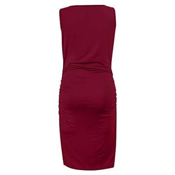 Smallshow Women's Sleeveless Maternity Dress Ruched Pregnancy Clothes Small Wine