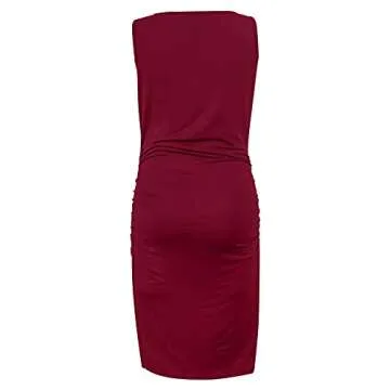 Smallshow Women's Sleeveless Maternity Dress Ruched Pregnancy Clothes Small Wine