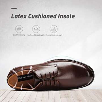 Bruno Marc Men's Downing-02 Dark Brown Leather Lined Dress Oxford Shoes Classic Lace Up Formal Size ...