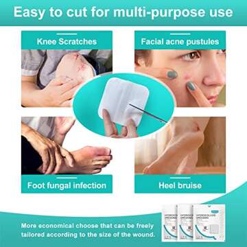 Dimora Hydrocolloid Wound Dressing, 10 Pack Ultra Thin 4" x 4" Large Patch Bandages with Self-Adhesive, Fast Healing for Bedsore, Burn, Blister, Acne Care, Sterile and Waterproof