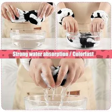 Shindel 6PCS Makeup Headband Set, Bow Hair Bands with Wristbands Coral Fleece Face Wash Headbands for Women Spa Makeup Shower Skin Care Yoga