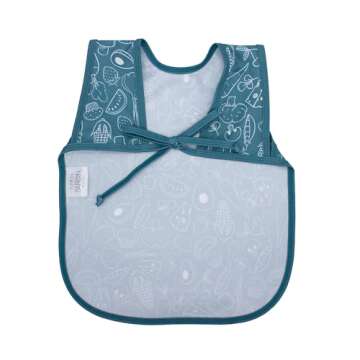 BapronBaby Neutral Foodie Bapron - No Neck Tie Safer Bib for Baby & Toddler - Soft Waterproof Stain Resistant - Machine Washable - Sz Baby/Toddler 6m-3T