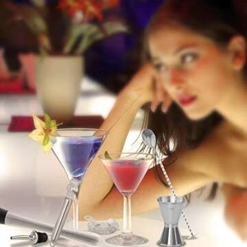 Bar Tool Essentials Deluxe - Bar Set with 6 Crafted Stainless Steel Bar Tools for Your Bar Cart by Trendy Bartender - Muddler, Cocktail Spoon, Jigger, Pourer, Zester & Strainer - Mix With Style