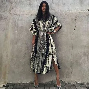 Bsubseach Kaftan Dresses for Women 2025 Plus Size Swimsuit Cover Up Tie Dye Caftan Maxi Dress Lounge...