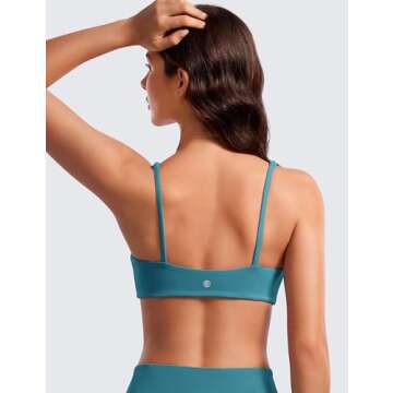 CRZ YOGA Butterluxe Spaghetti Strap Sports Bras for Women - Square Neck Yoga Wireless Low Coverage P...