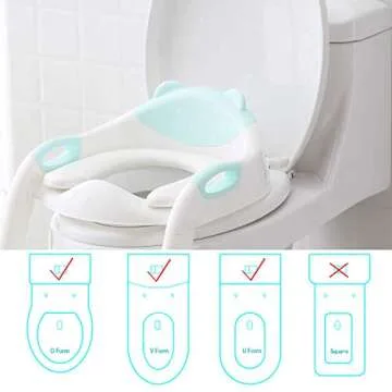 Fedicelly Potty Training Seat Ladder Toddler,Potty Seat Toilet Boys Girls,Kids Toilet Training Seat Step (Blue)