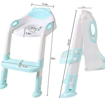 Fedicelly Potty Training Seat Ladder Toddler,Potty Seat Toilet Boys Girls,Kids Toilet Training Seat Step (Blue)
