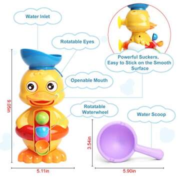 Sitodier Duck Bath Toy with Waterwheel for Toddlers