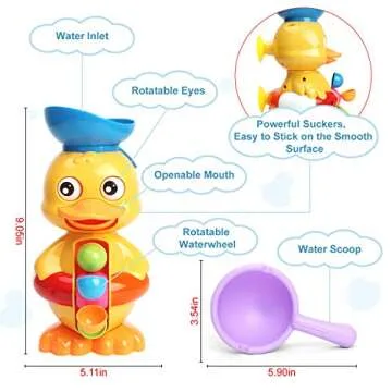 Sitodier Duck Bath Toy with Waterwheel for Toddlers
