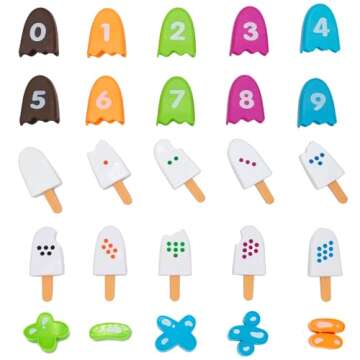 DOLLERGO Learning Counting Toys Ice Cream - 25 Pieces, Ages 2+,Toddler Number Learning Toys, Preschool Math Games, Fine Motor Toys, Numbers for Kids