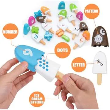 DOLLERGO Learning Counting Toys Ice Cream - 25 Pieces, Ages 2+,Toddler Number Learning Toys, Preschool Math Games, Fine Motor Toys, Numbers for Kids