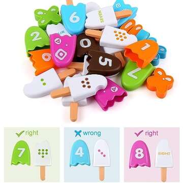 DOLLERGO Learning Counting Toys Ice Cream - 25 Pieces, Ages 2+,Toddler Number Learning Toys, Preschool Math Games, Fine Motor Toys, Numbers for Kids