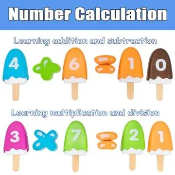 DOLLERGO Learning Counting Toys Ice Cream - 25 Pieces, Ages 2+,Toddler Number Learning Toys, Preschool Math Games, Fine Motor Toys, Numbers for Kids