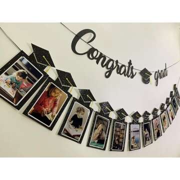 Tinbax Graduation Decorations Class of 2024 Party Supplies - Congrats Grad Banner and Grade Graduati...