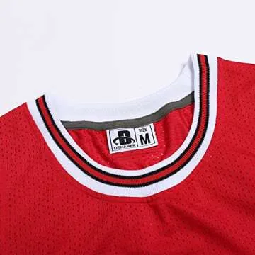 DEHANER Blank Basketball Jersey for Men Unisex Fathers Mesh 70s 80s 90s 00s 10s Hip-Hop Tank Tops,White Neckline-Red Jersey,Men Size Medium