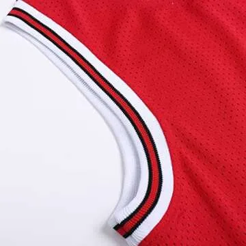 DEHANER Blank Basketball Jersey for Men Unisex Fathers Mesh 70s 80s 90s 00s 10s Hip-Hop Tank Tops,White Neckline-Red Jersey,Men Size Medium