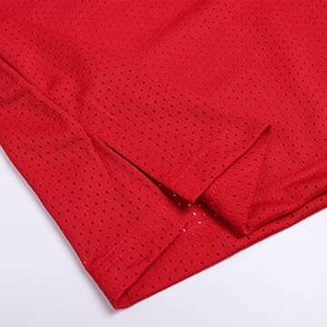 DEHANER Blank Basketball Jersey for Men Unisex Fathers Mesh 70s 80s 90s 00s 10s Hip-Hop Tank Tops,White Neckline-Red Jersey,Men Size Medium