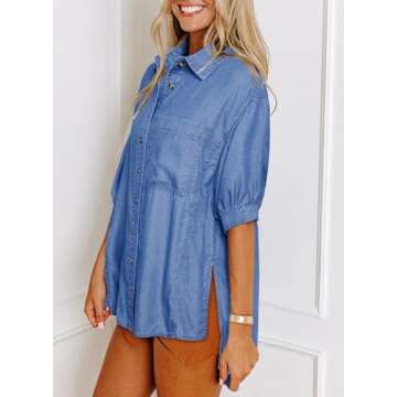 Stylish Ladies Button Down Denim Shirt for Spring