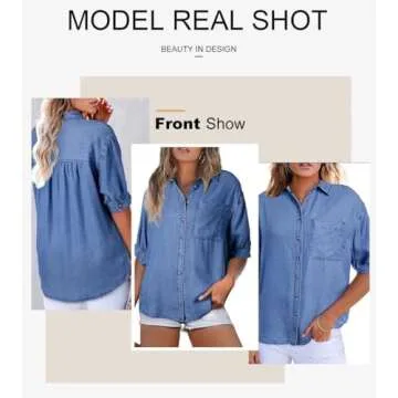 Stylish Ladies Button Down Denim Shirt for Spring