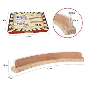 GOTHINK Set of 4 - Cruved Playing Card Holder for Kids Adult Seniors 2 Slot Solid Wood Cards Holders...