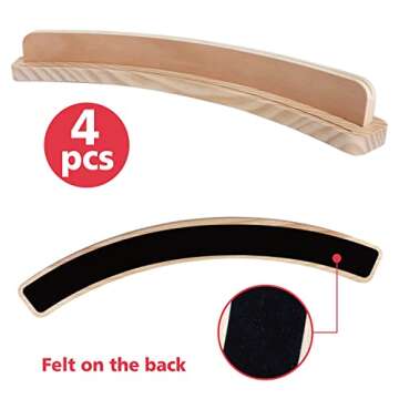 GOTHINK Set of 4 - Cruved Playing Card Holder for Kids Adult Seniors 2 Slot Solid Wood Cards Holders for Playing Cards 14 x 1.6 x 1.8 Inch Non Slip Card Deck for Bridge Canasta Strategy Card Games