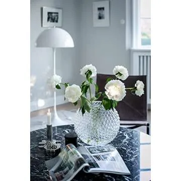 Magcolor Small Glass Round Vase for Weddings,Ribbed Crystal Glass Vase,Events, Decorating, Arrangeme...